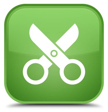 Makas kutsal kişilerin resmi özel yumuşak yeşil kare düğme