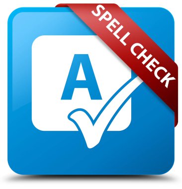 Onay camgöbeği mavi kare düğme kırmızı kurdele köşe yazım