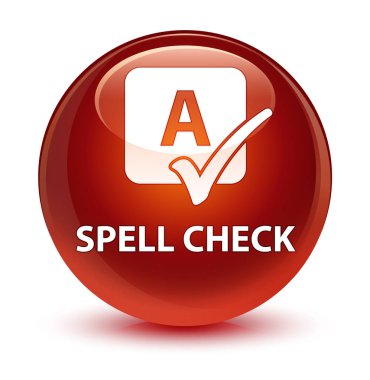 Yazım denetimi camsı kahverengi yuvarlak düğmesini