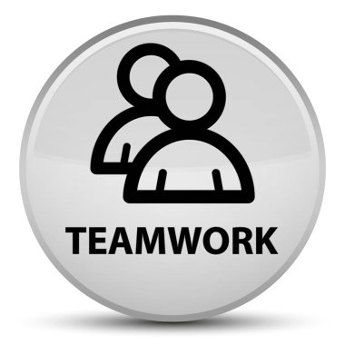 Ekip çalışması (grup simgesi) özel beyaz yuvarlak düğmesi