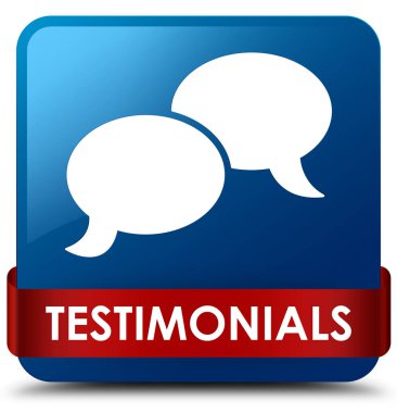 Referansları (sohbet simgesi) mavi kare düğme kırmızı kurdele orta