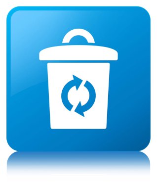 Çöp kutusu simgesini camgöbeği mavi kare düğme