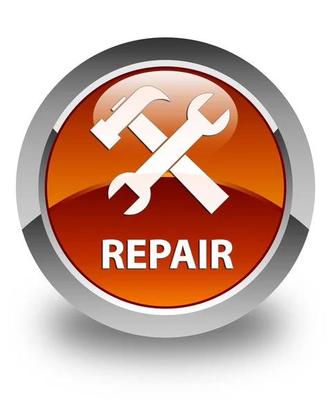 Repair (tools icon) glossy brown round button — Stock Photo, Image