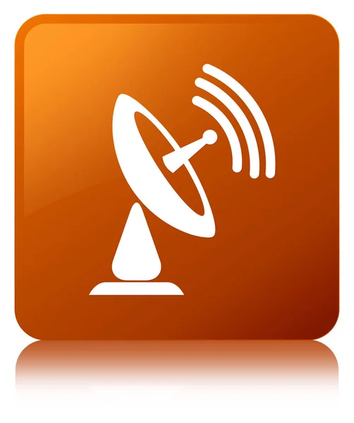 Satellite dish icon brown square button — Stock Photo, Image