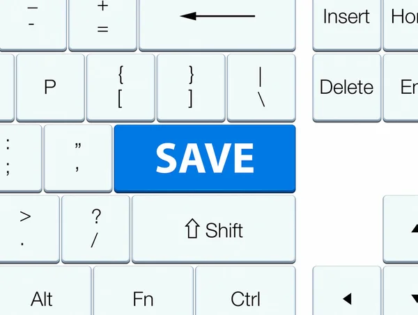Salvar botão de teclado azul — Fotografia de Stock