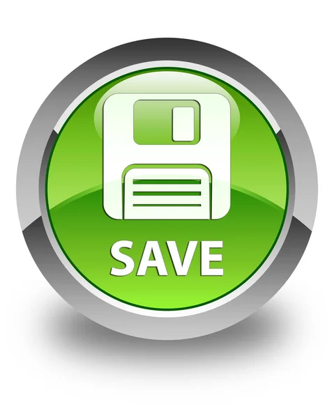Save (floppy disk icon) glossy green round button