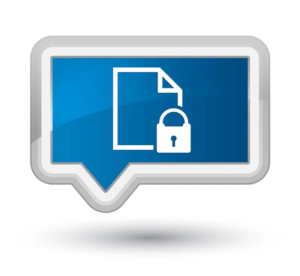 Eerste blauwe banner knoop van het pictogram van beveiligd document — Stockfoto