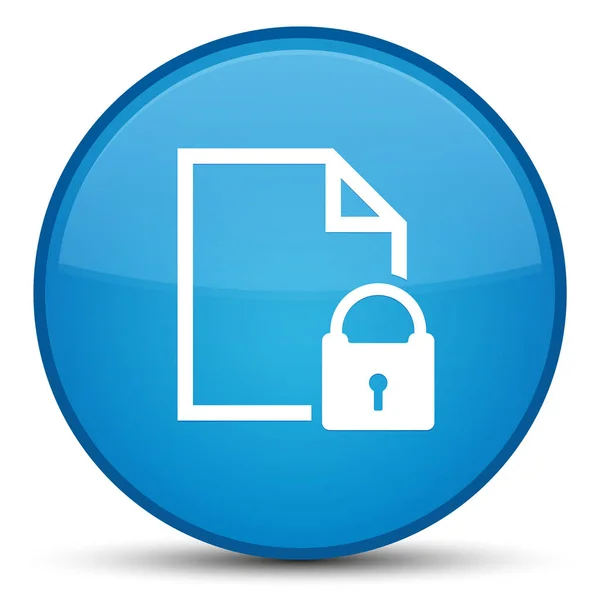 安全文档图标特殊青色蓝色圆形按钮 — 图库照片