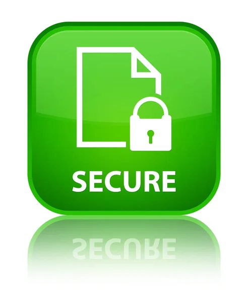 보안 (문서 페이지 자물쇠 아이콘) 특별 한 녹색 사각형 버튼 — 스톡 사진