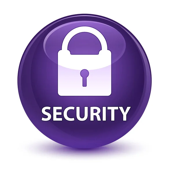 Security (padlock icon) Glassy purple round button — стоковое фото