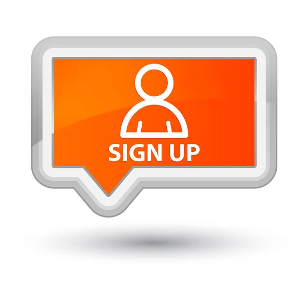 Кнопка Sign up (значок участника) оранжевого баннера — стоковое фото
