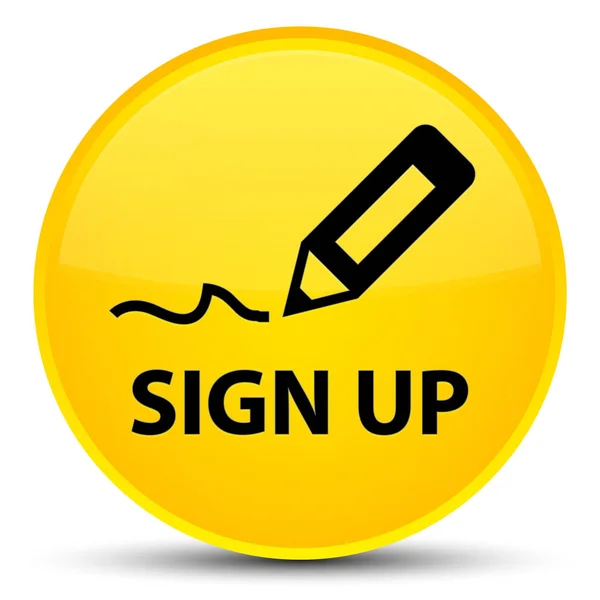 Sign up special yellow round button — Stock Photo, Image