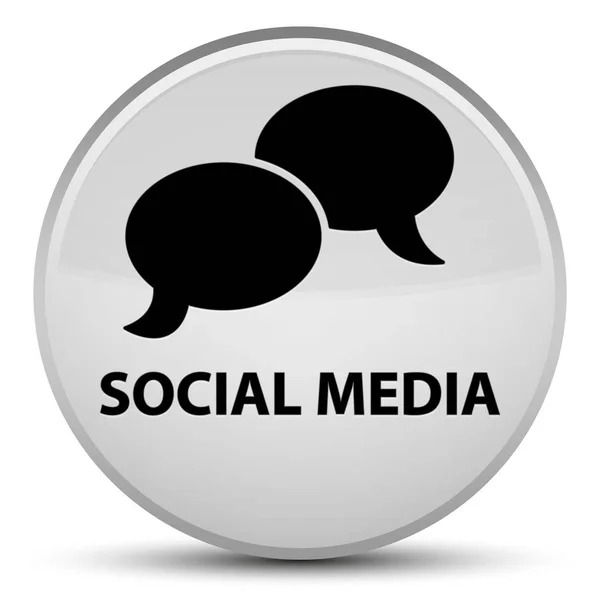 Social media (icona della bolla di chat) speciale pulsante rotondo bianco — Foto Stock