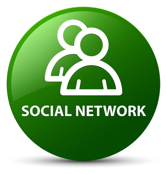 Social network (group icon) green round button