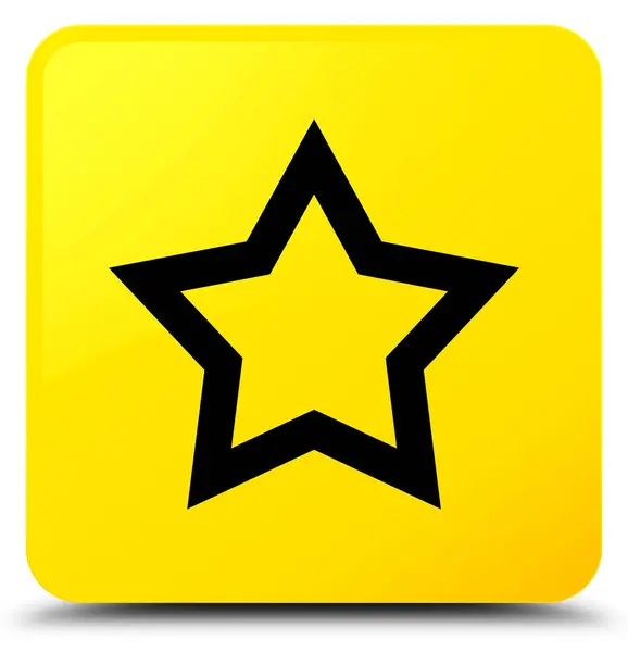 星形图标黄色方形按钮 — 图库照片