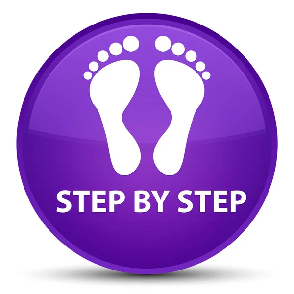 Schritt für Schritt (Fußabdruck-Symbol) spezielle lila runde Taste — Stockfoto
