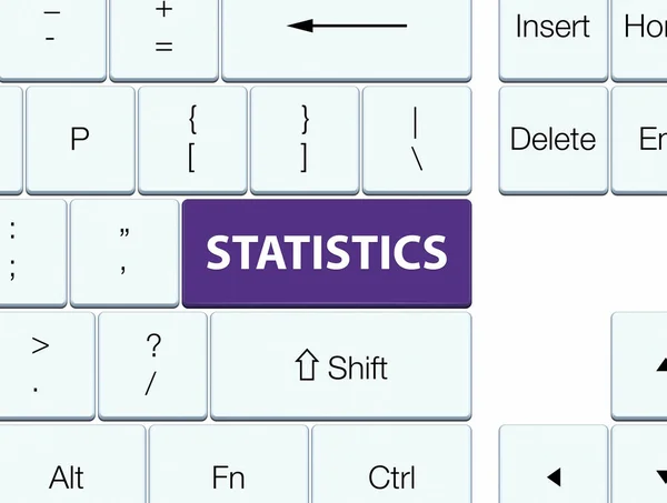 Przycisk klawiatury fioletowy statystyki — Zdjęcie stockowe