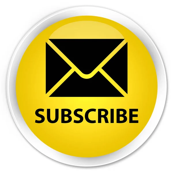 Subskrypcja premium (e-mail ikona) żółty okrągły przycisk — Zdjęcie stockowe