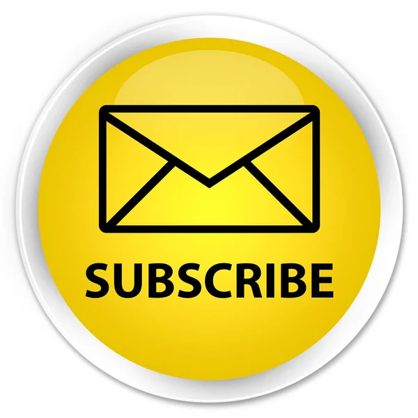 Inscreva-se (ícone de e-mail) botão redondo amarelo premium — Fotografia de Stock