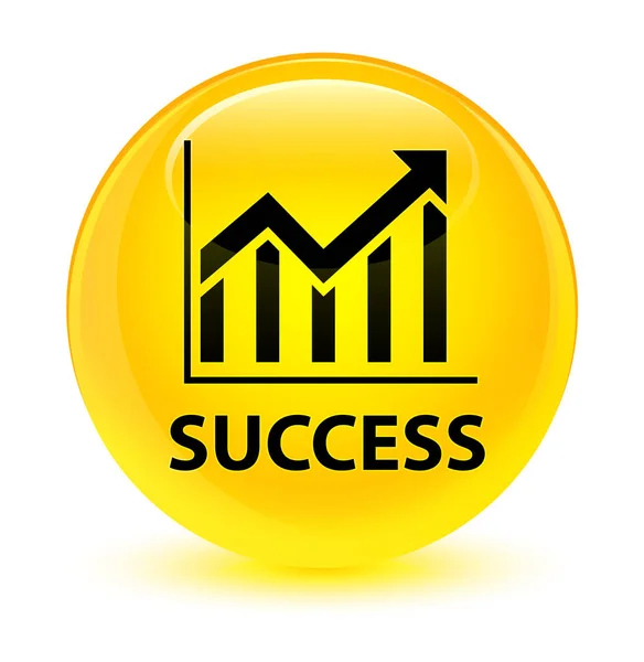 成功 (统计图标) 玻黄色圆形按钮 — 图库照片
