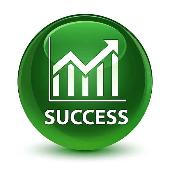 Éxito (icono de las estadísticas) botón redondo verde suave vidrioso — Foto de Stock