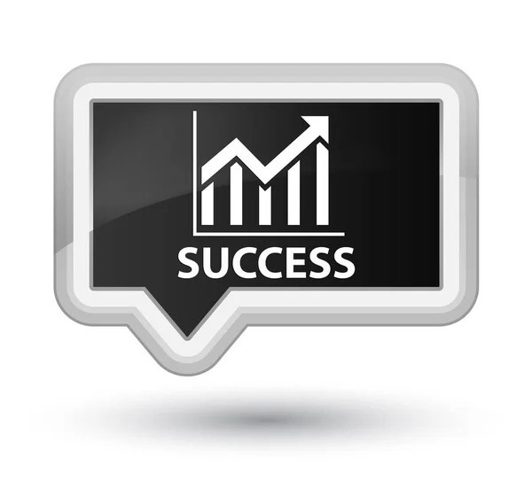 Кнопка Success (значок статистики) с черным баннером — стоковое фото