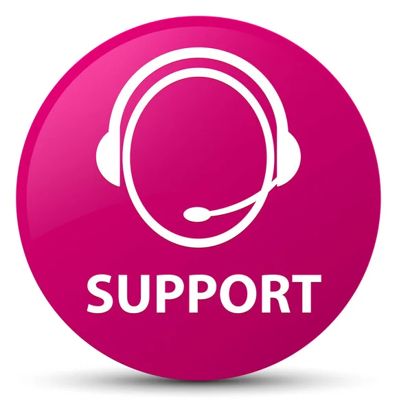 Розовая круглая кнопка поддержки (значок обслуживания клиентов) — стоковое фото