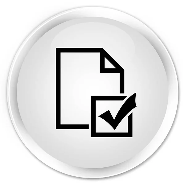 Survey icon premium white round button — Stock Photo, Image