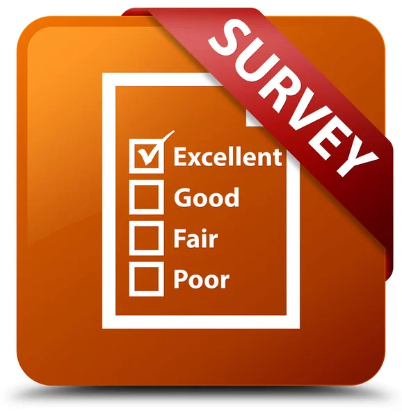 Survey (questionnaire icon) brown square button red ribbon in co