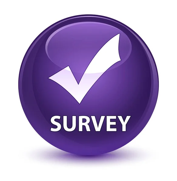 Survey (validate icon) glassy purple round button — Stock Photo, Image