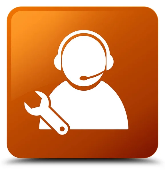 Tech support icon brown square button — Stock Photo, Image