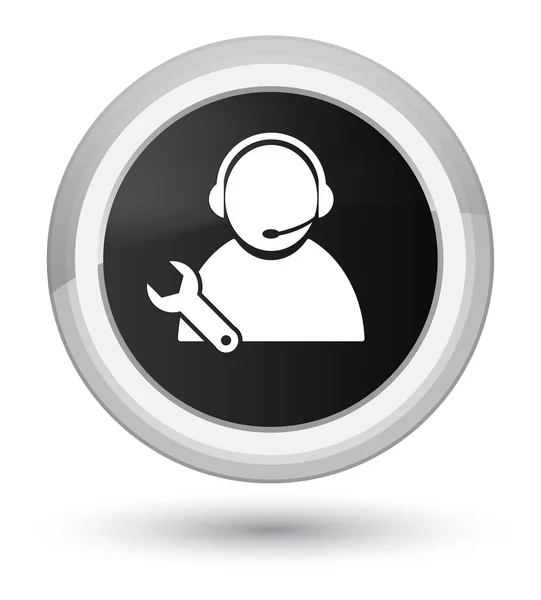 技術サポート アイコン プライム黒い丸いボタン — ストック写真