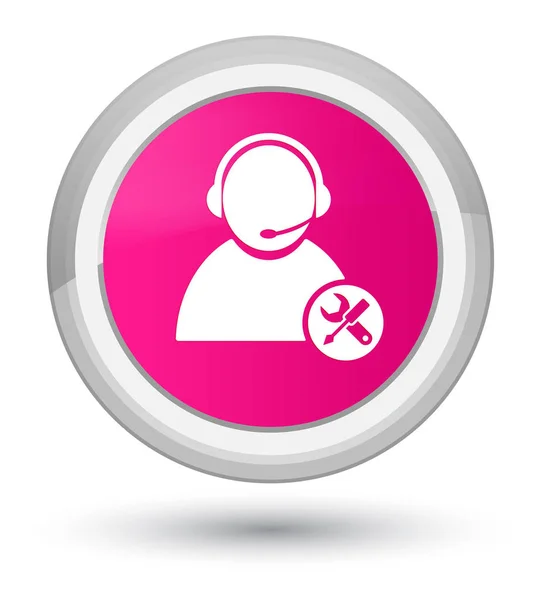 Icona supporto tecnico primo pulsante rotondo rosa — Foto Stock
