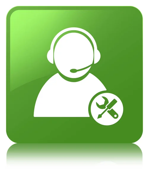 기술 지원 아이콘 부드러운 녹색 사각형 버튼 — 스톡 사진