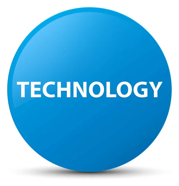 Technologie cyaan blauw ronde knop — Stockfoto