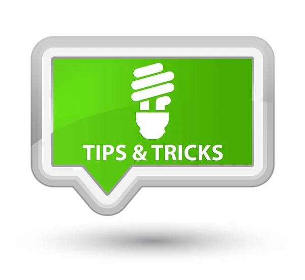 Tips and tricks (bulb icon) prime soft green banner button — Stock Photo, Image