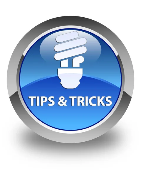 Συμβουλές και κόλπα (λάμπα) γυαλιστερό μπλε στρογγυλό κουμπί εικονίδιο — Φωτογραφία Αρχείου