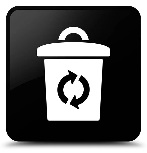 Ícone de lixo botão quadrado preto — Fotografia de Stock