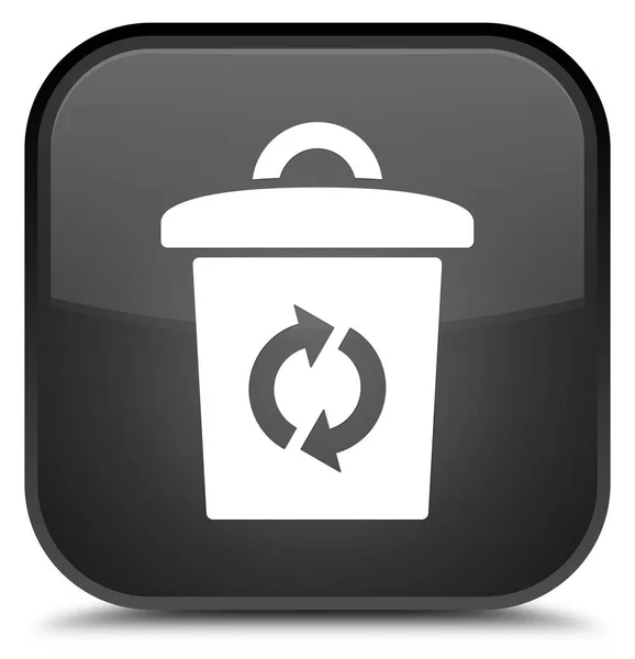 Çöp kutusu simgesini özel siyah kare düğme — Stok fotoğraf