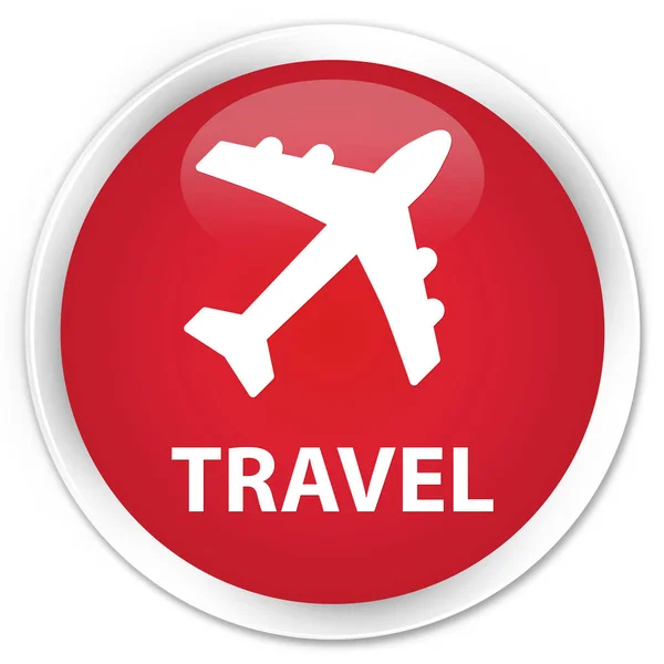 Viagem (ícone de avião) botão redondo vermelho premium — Fotografia de Stock