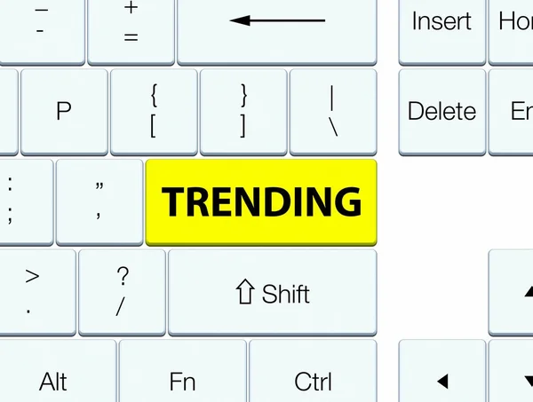 Tecla de teclado amarelo em tendência — Fotografia de Stock