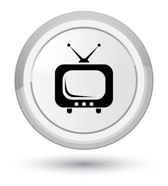 Ícone de TV botão redondo branco principal — Fotografia de Stock