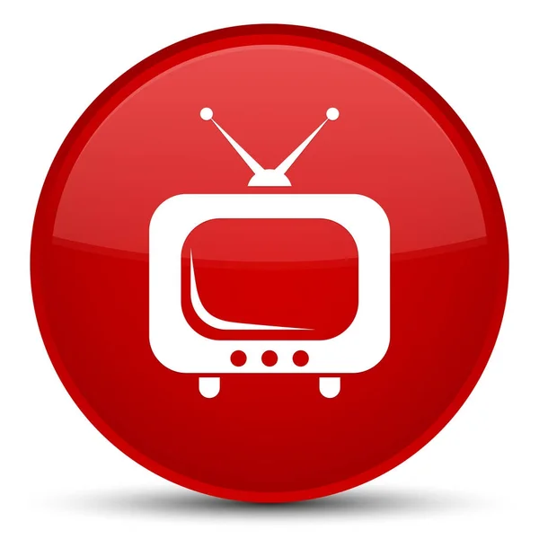 Icono de la televisión especial botón redondo rojo —  Fotos de Stock