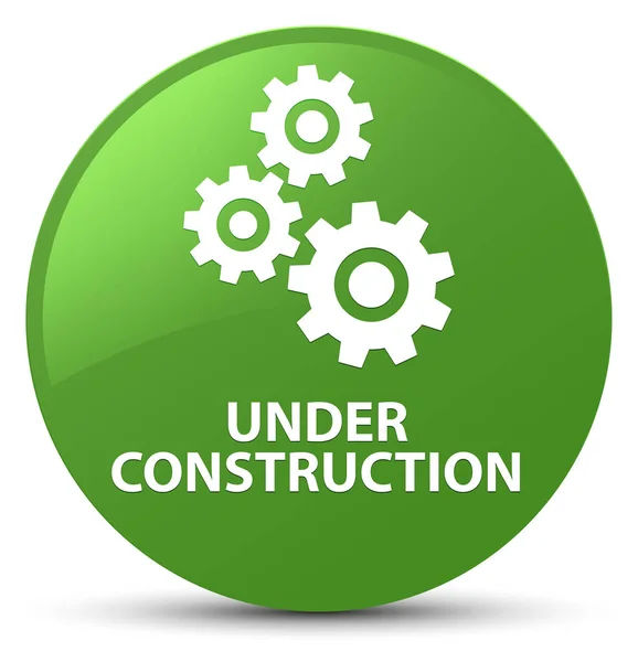 Under construction (gears icon) soft green round button — Stock Photo, Image