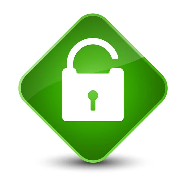 Unlock icon elegant green diamond button — Stock Photo, Image