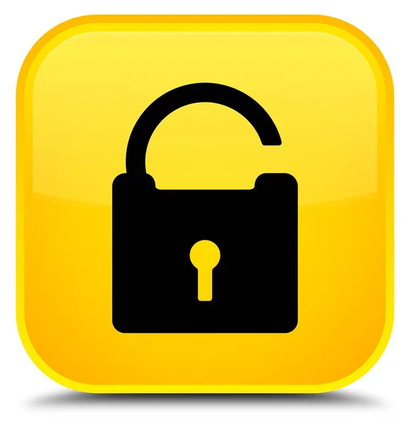 Ontgrendelen pictogram speciale gele vierkante knop — Stockfoto