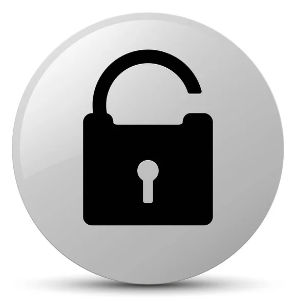 Unlock icon white round button — Stock Photo, Image