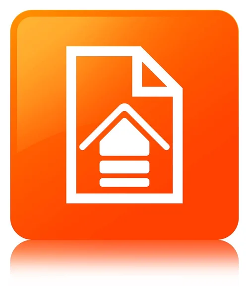 Vierkante knoop van het pictogram oranje van document uploaden — Stockfoto
