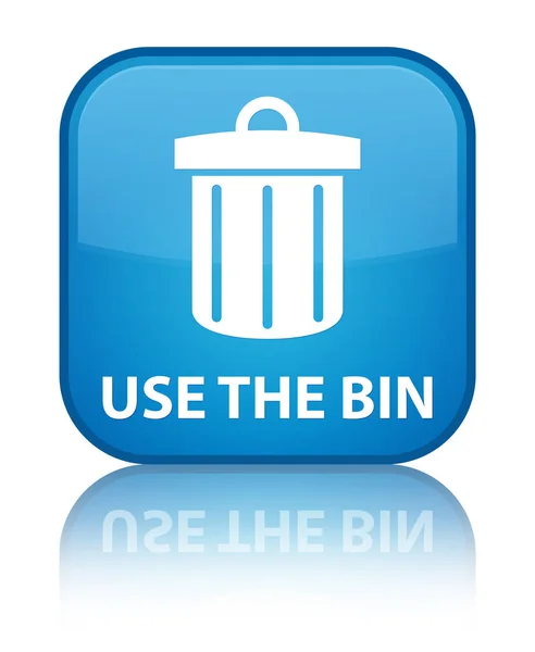 Bin (ikonę kosza) specjalne cyan niebieski przycisk kwadratowy — Zdjęcie stockowe