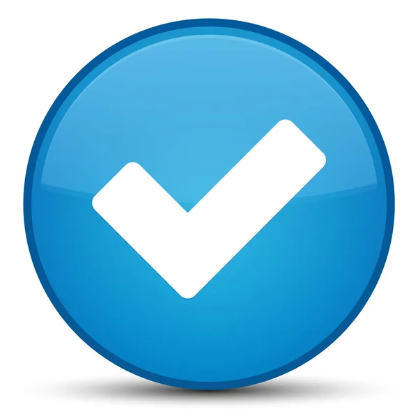 Convalida icona speciale blu ciano pulsante rotondo — Foto Stock